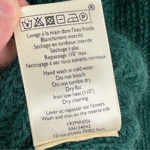Sezane Paulin Jumper Sweater Green Size Medium French Mohair Merino Wool Knit M - Picture 12 of 13